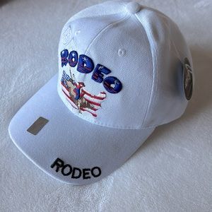 White red and blue rodeo hat